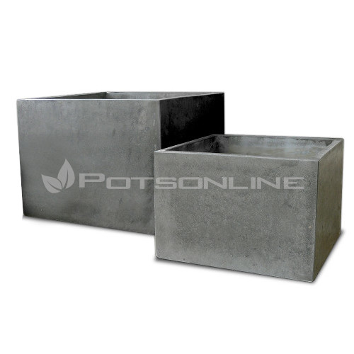 Potsonline - Lightweight Stone Low Cube Planter