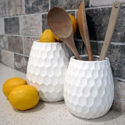 Potsonline - Lightweight Satin White Dimple Wall Pot