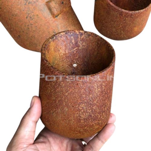 Potsonline - Lightweight Metal Effect - Aged Rust Succulent Wall Pot